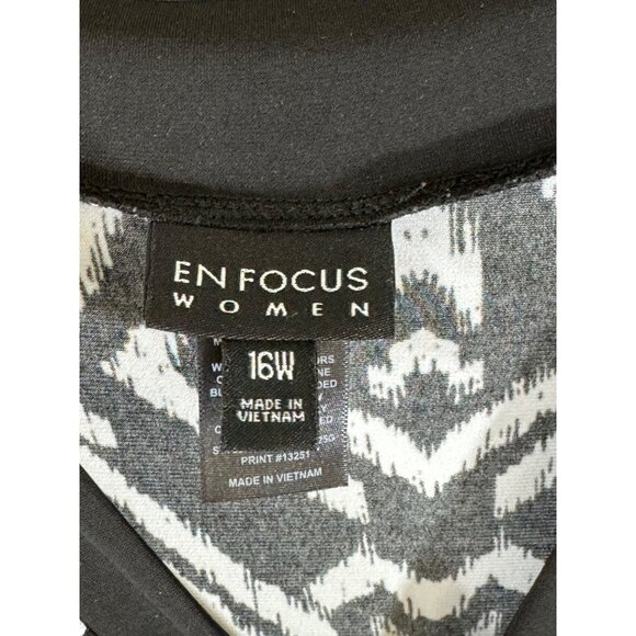 EN FOCUS  woman’s size 16 W 95% polyester 100% spandex, Black and white Maxi dre - Picture 3 of 16